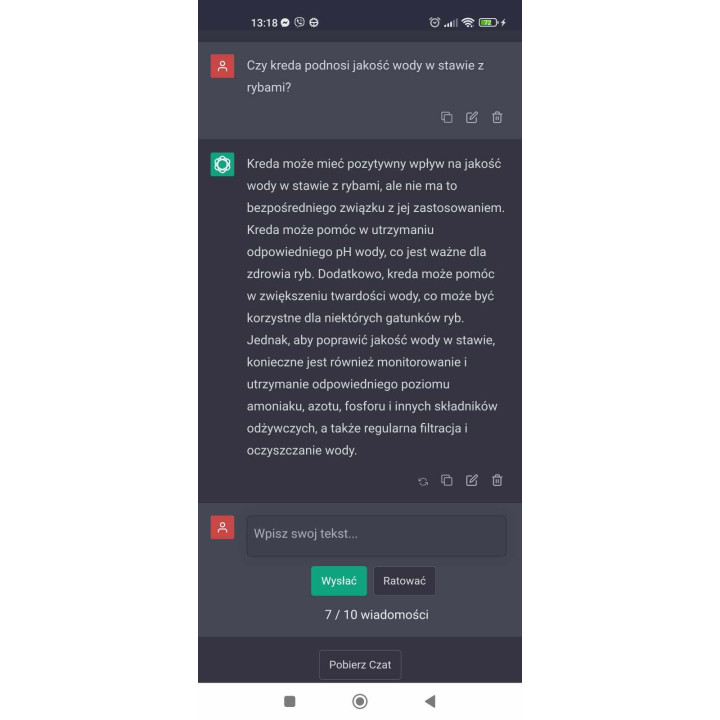 100 KG KREDA -PYŁ- (PALETA) DO STAWU/OCZKA WODNEGO