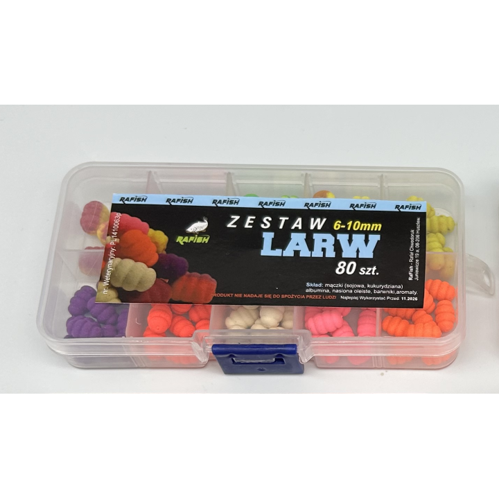 Zestaw LARVY 6-10 mm 80 szt RaFish testowy larwy poczwarki ślimaki