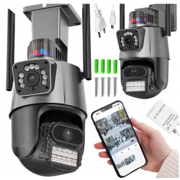 PODWÓJNA KAMERA WIFI IP SMART ZEWNĘTRZNA 1080p FULL HD 2x3MP DETEKCJA ALARM