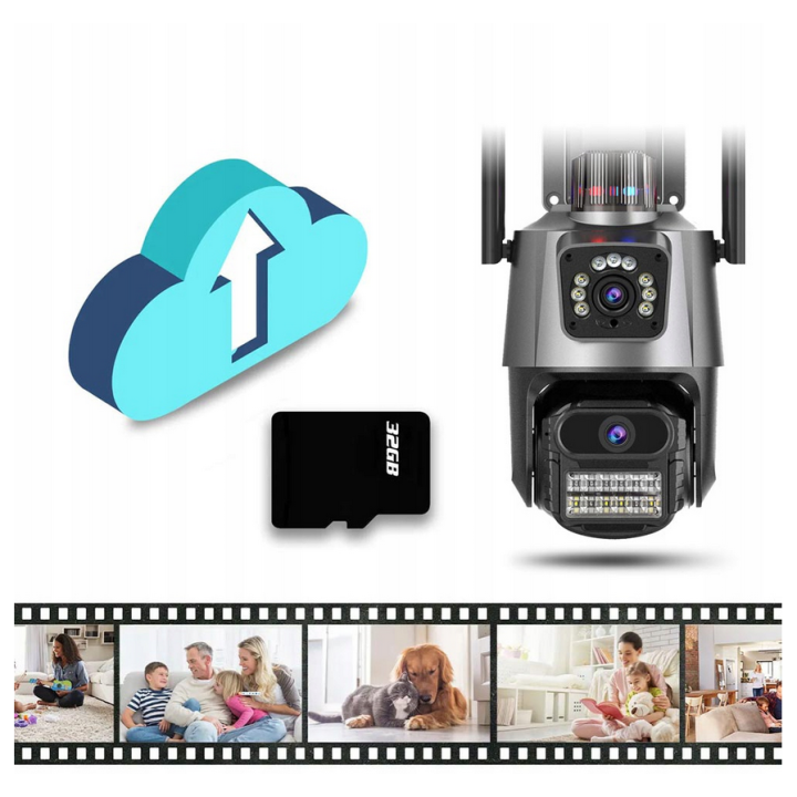 PODWÓJNA KAMERA WIFI IP SMART ZEWNĘTRZNA 1080p FULL HD 2x3MP DETEKCJA ALARM