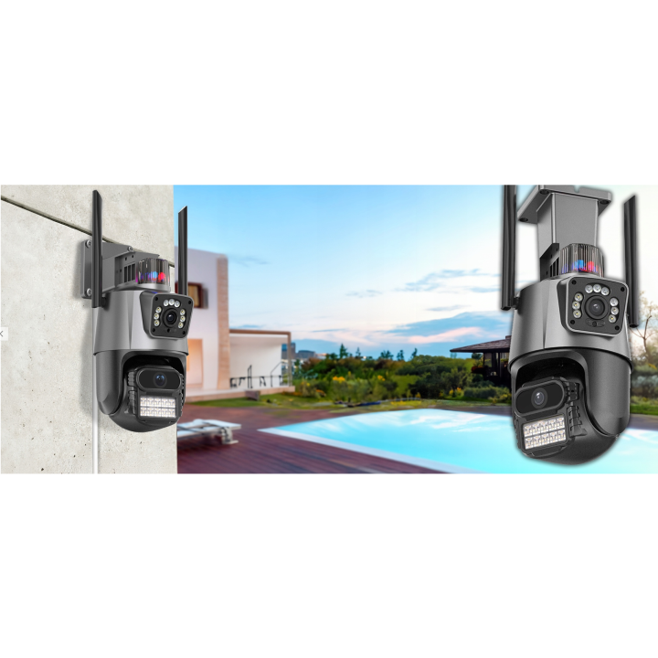 PODWÓJNA KAMERA WIFI IP SMART ZEWNĘTRZNA 1080p FULL HD 2x3MP DETEKCJA ALARM
