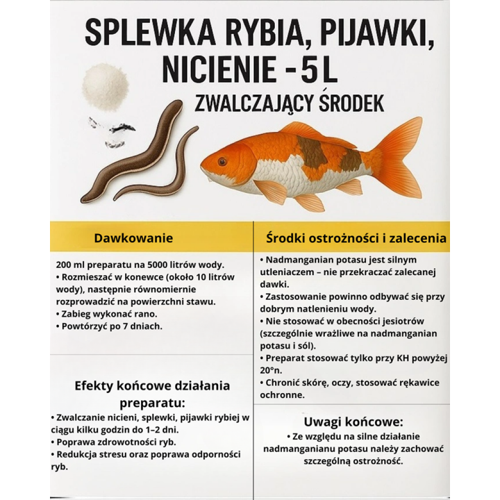Splewka Rybia, Pijawki, Nicienie Zwalczający Środek 5L RaFish