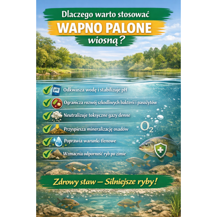 WAPNO NA PLEŚNIAWKĘ DO STAWU DLA RYB 20 kg