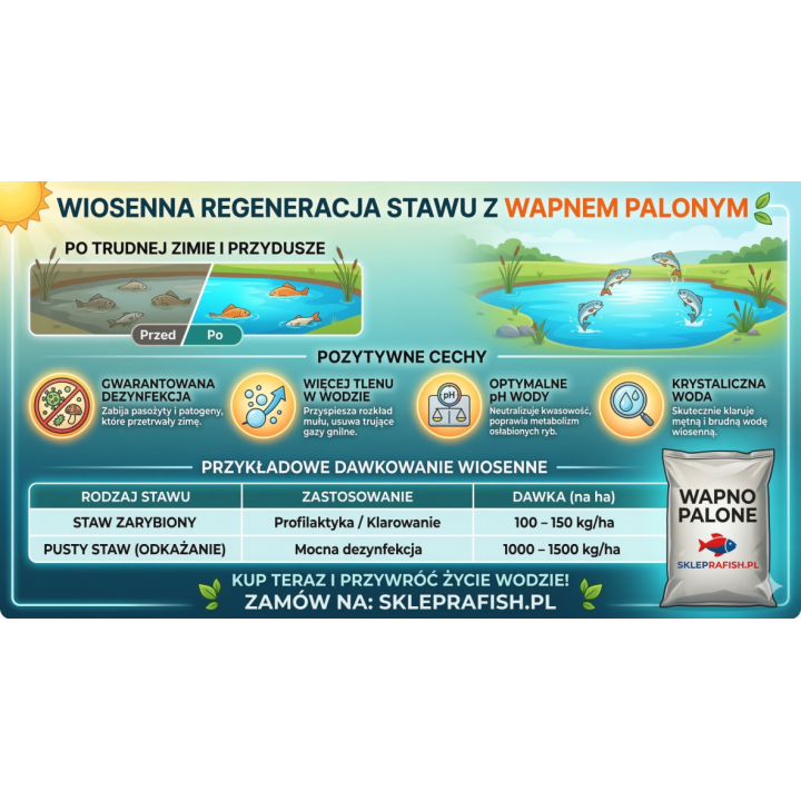WAPNO DO STAWU DLA RYB WAPNO STAWOWE TLENKOWE PALONE