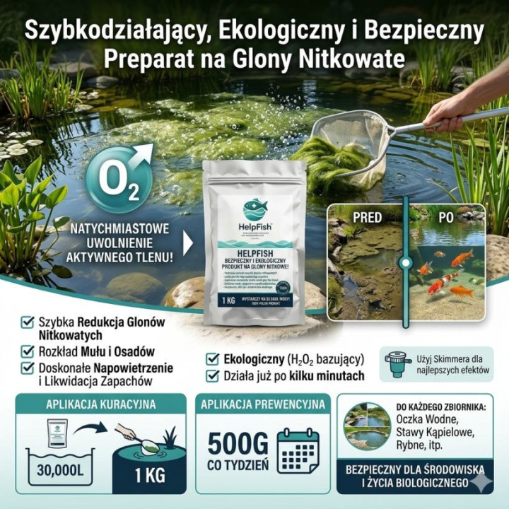 1KG LIKWIDACJA GLONÓW Natleniacz Oczka szlam i muł glony nitkowe