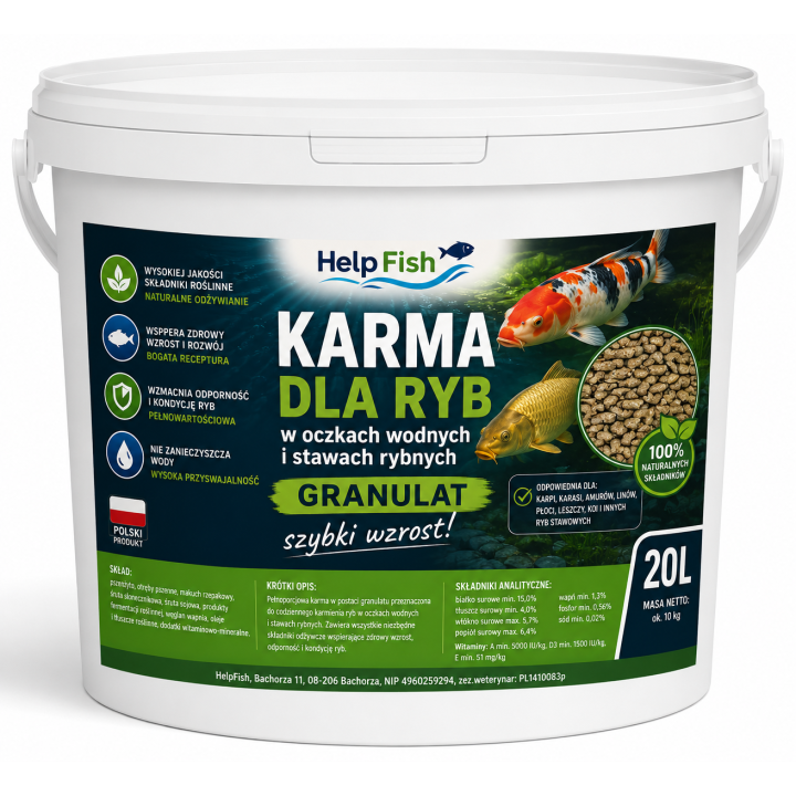20 KG KARMA DLA NARYBKU RYB 4-35CM SŁODKOWODNYCH