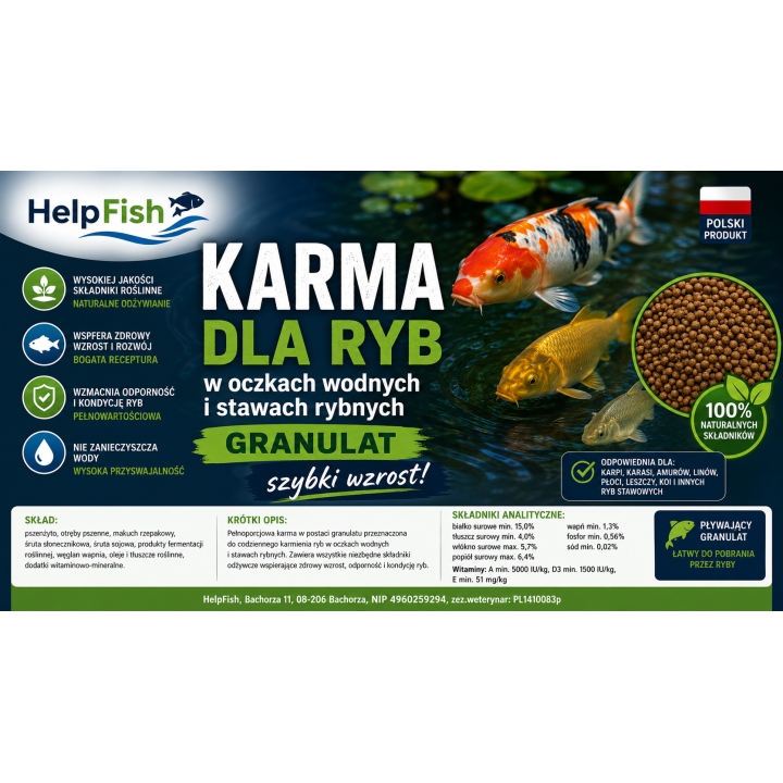 20 KG KARMA DLA NARYBKU RYB 4-35CM SŁODKOWODNYCH