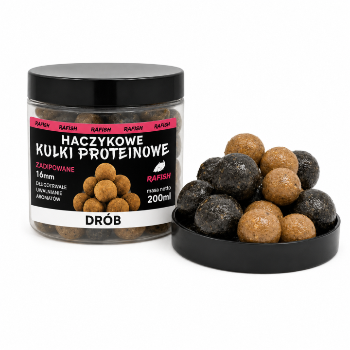 Drób 20mm 200ml Kulki Proteinowe Haczykowe RaFish