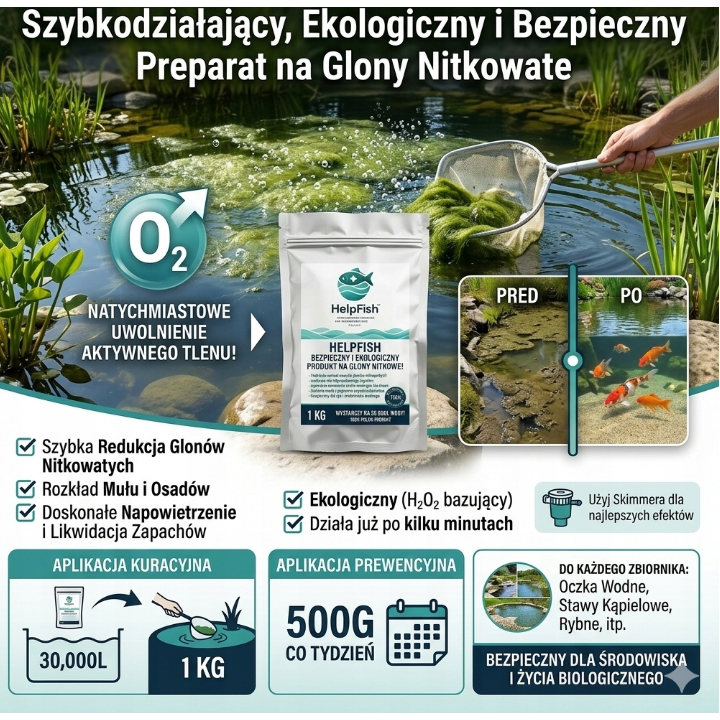 1KG LIKWIDACJA GLONÓW Natleniacz Oczka szlam i muł glony nitkowe
