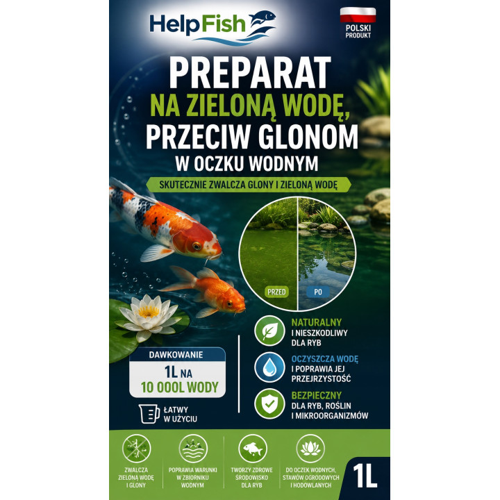 1L PREPARAT NA ZIELONĄ WODĘ W OCZKU WODNYM NA GLONY