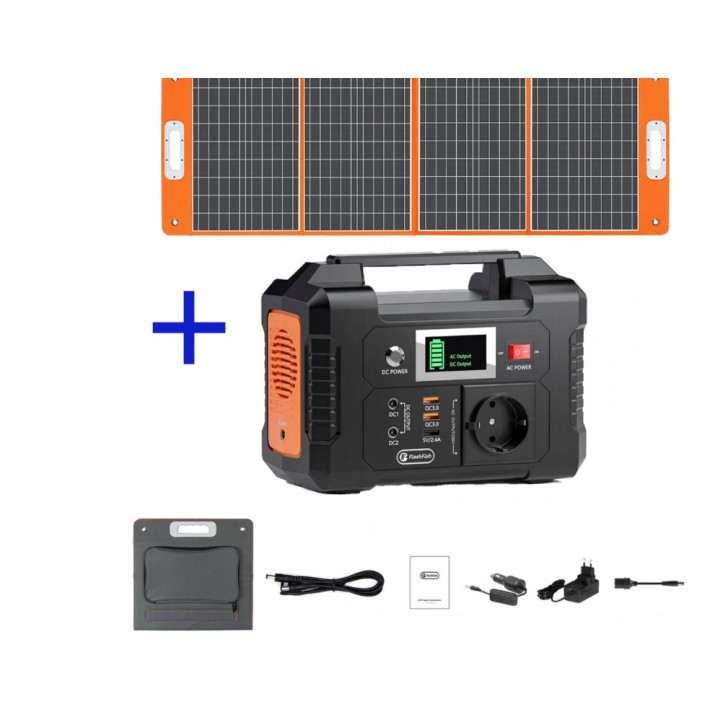 FlashFish E200 PRZENOŚNY Stacja Zasilania Powerbank +słoneczny panel 100 W