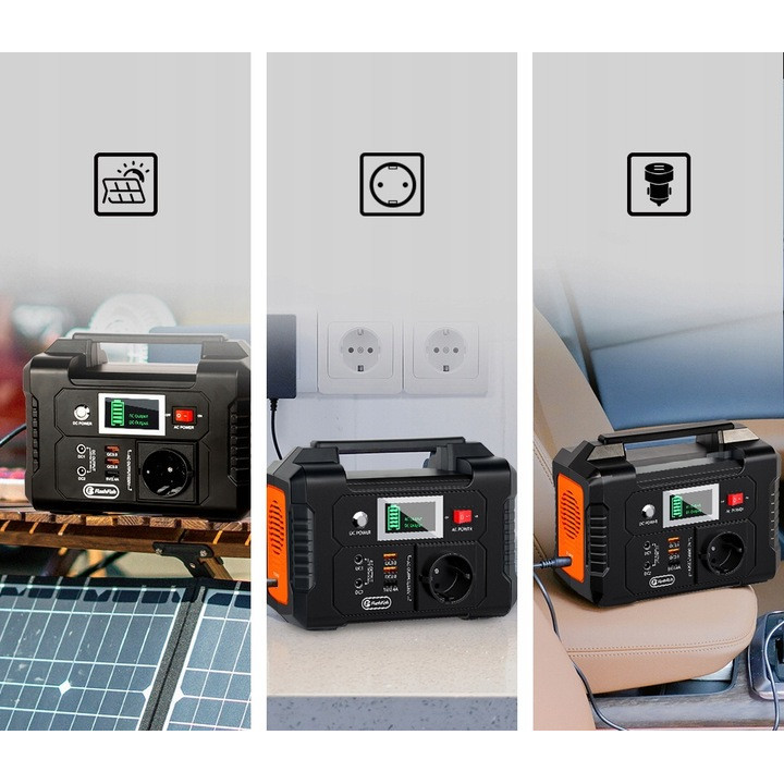 FlashFish E200 PRZENOŚNY Stacja Zasilania Powerbank +słoneczny panel 100 W