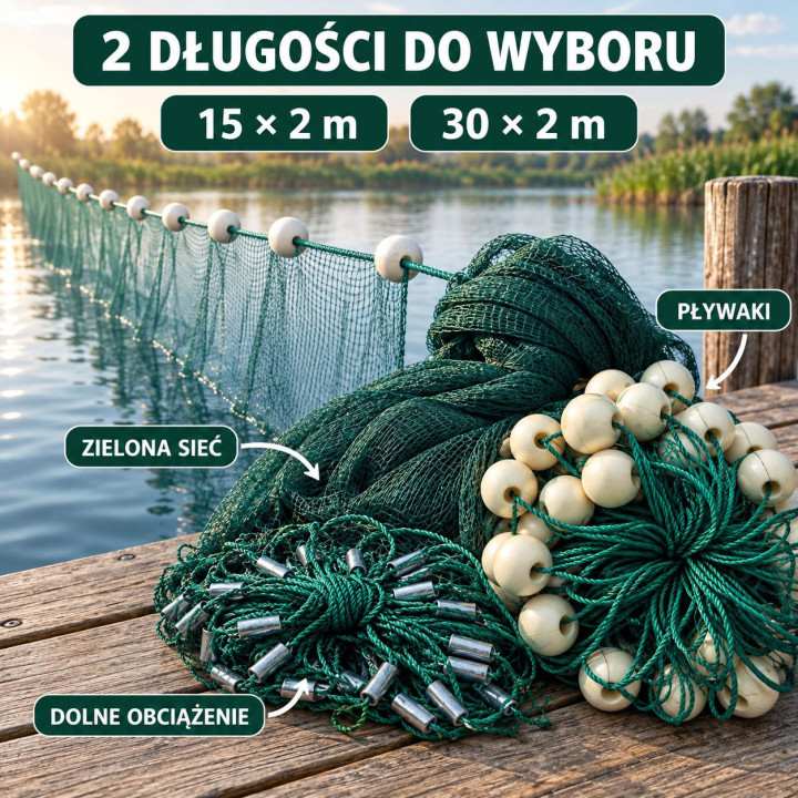 30m SIATKA DO CIĄGANIA sieć rybacka własny staw , siata , prywatna woda odłów ryb